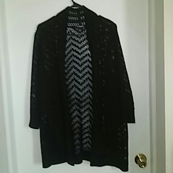 89th & Madison Sweaters - Summer-weight, black, long-sleeve cardigan